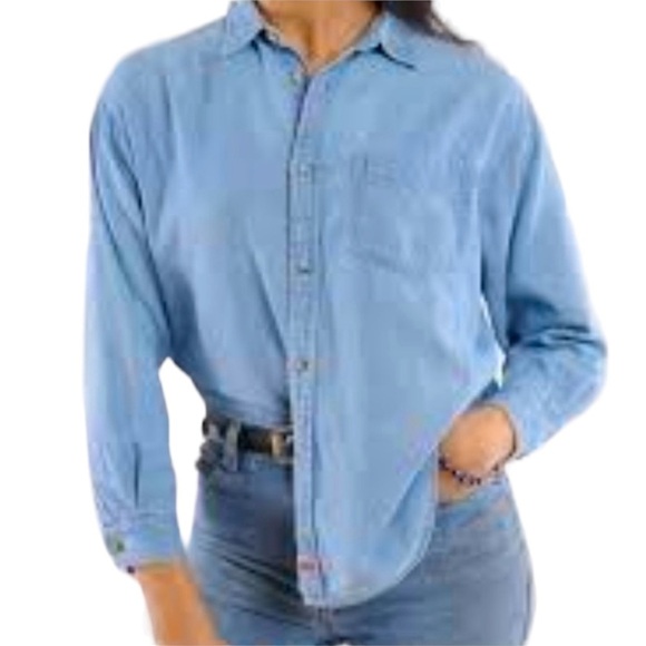 Pendleton Distressed Chambray Blouse - Picture 1 of 7